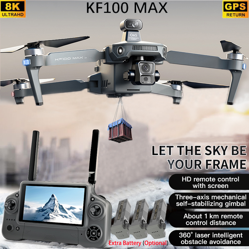 KF100 MAX Drone GPS Kamera 4K  - Drone Controller Screen ulasan dan harga